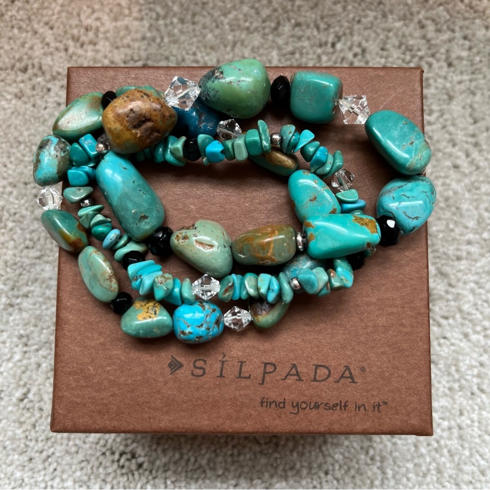 Vintage Silpada Turquoise Stretch Bracelets